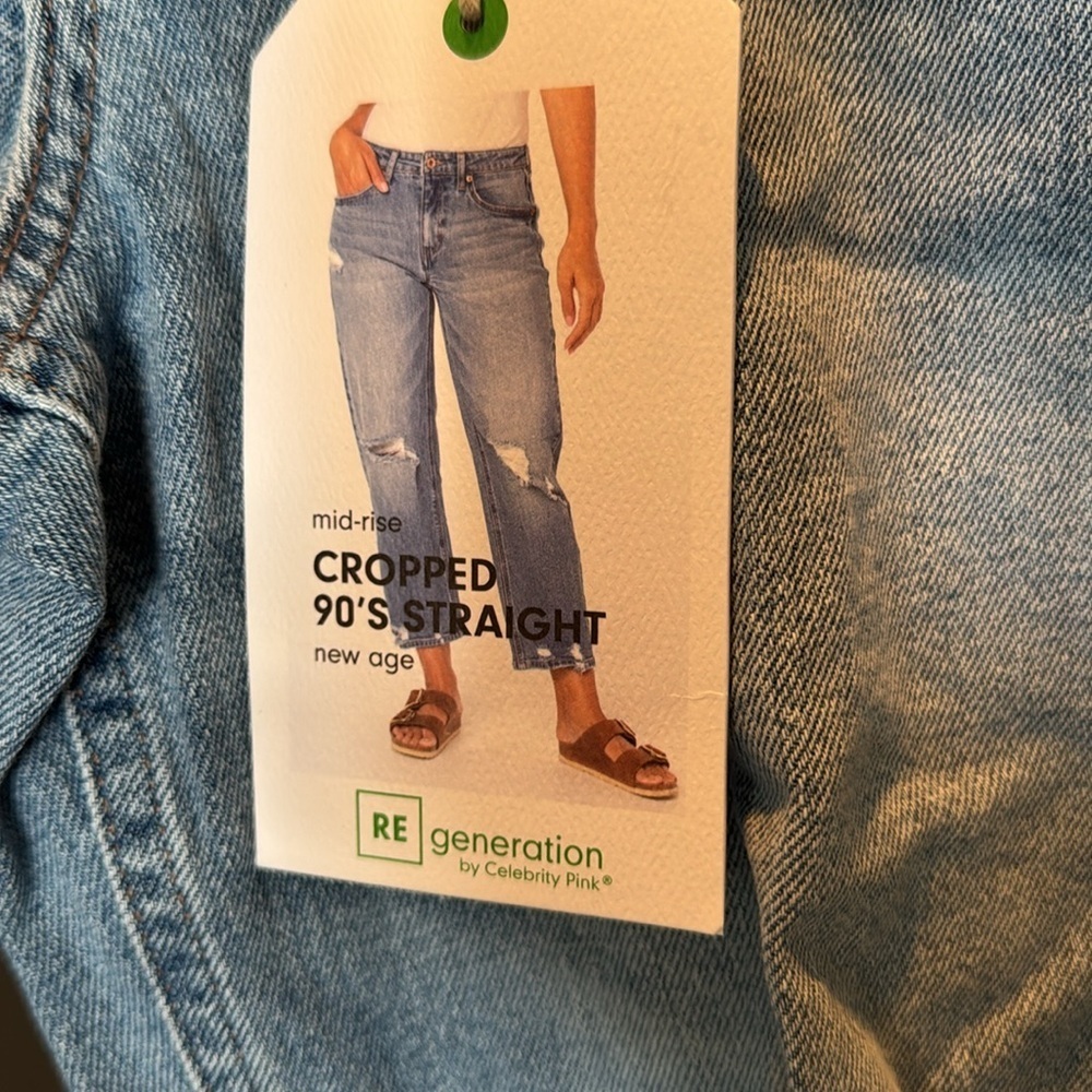 Regeneration by celebrity Pink cropped 90’s straight distressed jeans NWT 5/27 - Picture 2 of 11